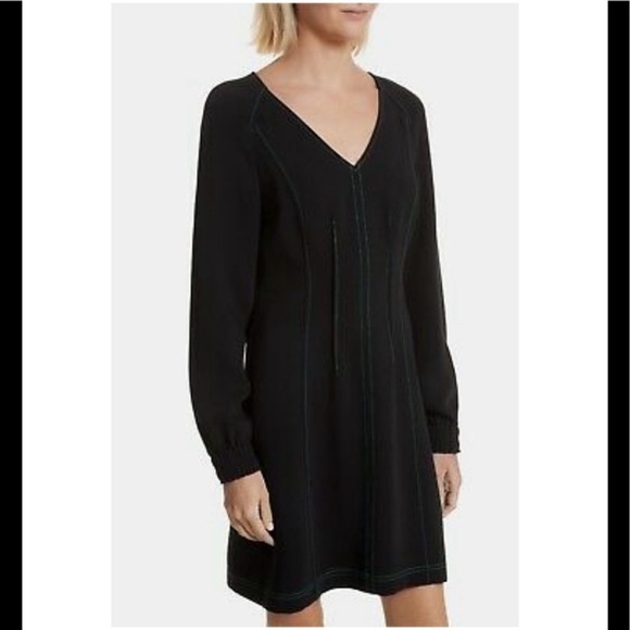 GREY JASON WU BLACK SHIFT CONTRAST STITCH DRESS - Picture 3 of 6